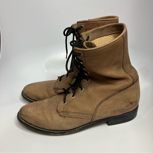 Tan leather lace up‎ boots riding boots approximately size 9.5/10 main image 4